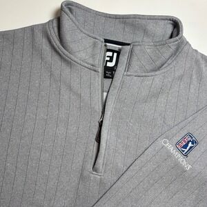 FootJoy FJ PGA Tour Quarter Zip Golf Pullover Mens L Gray Ribbed Performance